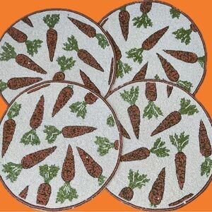 NWT FOUR Isaac Mizrahi Beaded Embellished Easter Carrots Placemats Chargers